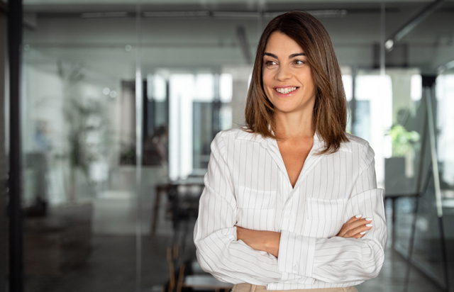 Woman smiling after using Corporate Capture for business