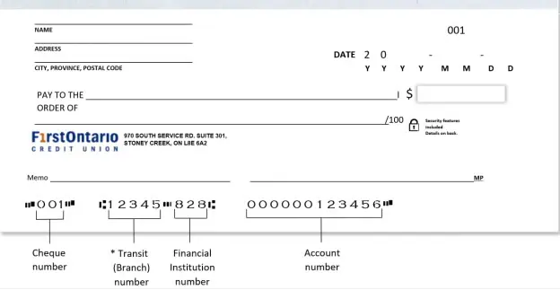 FirstOntario Void Cheque